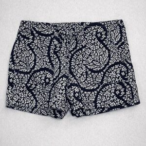 🩳 Gap Linen Blend Navy & White Paisley Print Drawstring Shorts - Size 0